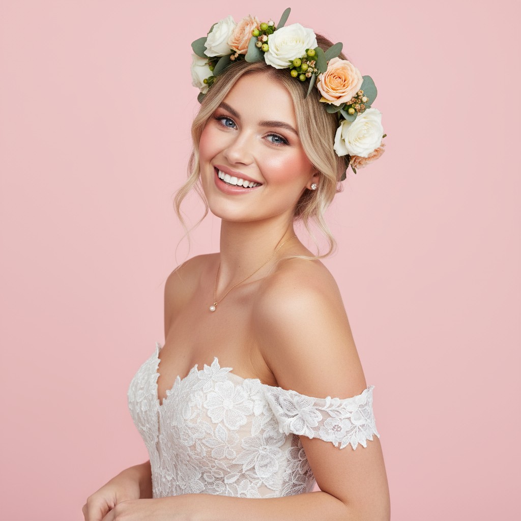 Updo With Flower Crown Ideas